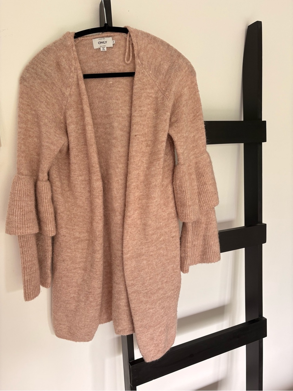 ONLY Dusty Rose Open-Front Ruffle-Sleeve Cardigan